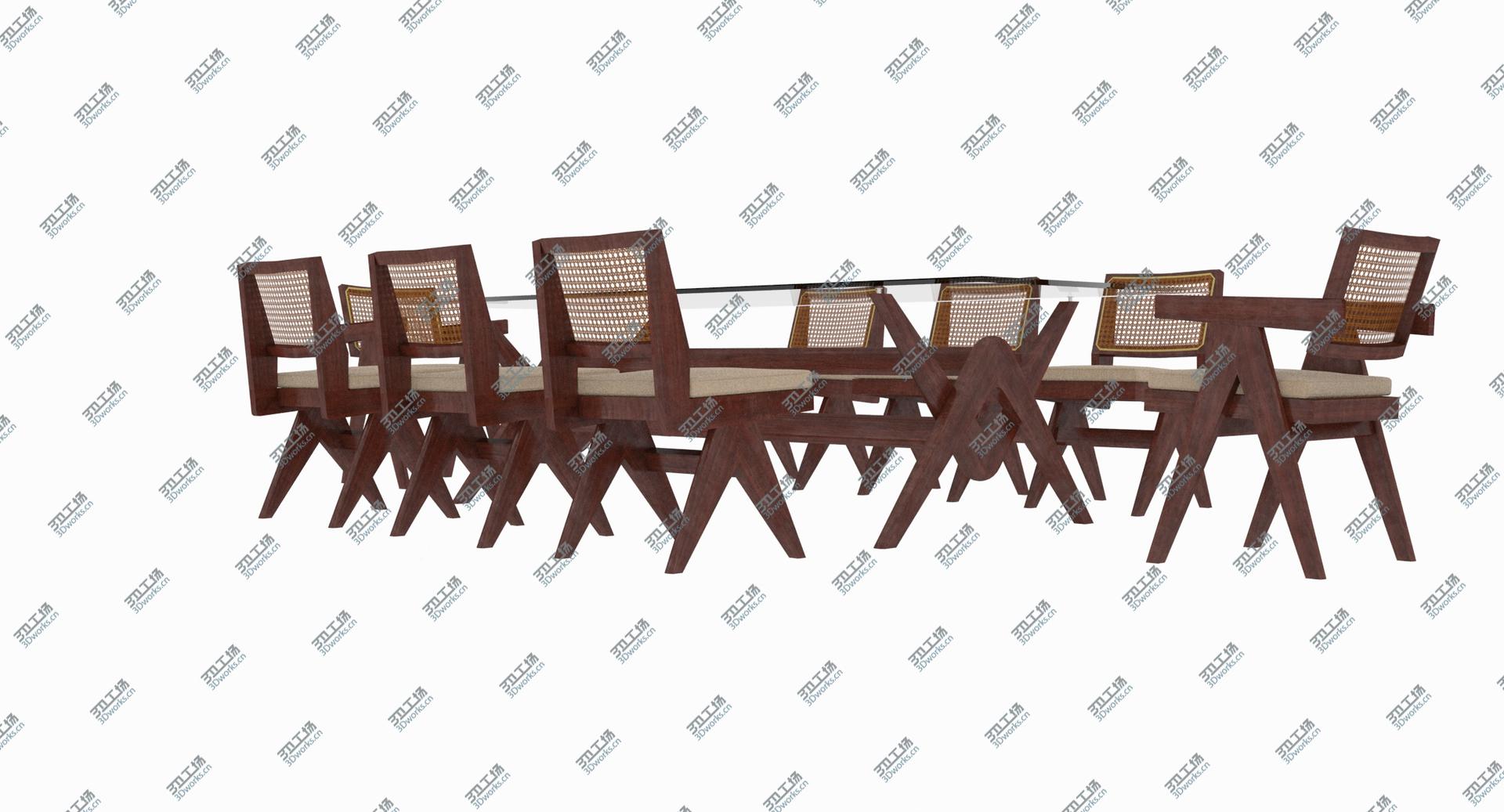 images/goods_img/202105073/3D model Cassina Jeanneret Capitol Complex Glass Table with Office Chair and Mahogany Chair Set/3.jpg